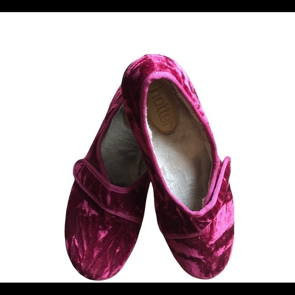 Hotter THYME Ruby Pink Crushed Velvet Wrapped Slipper Sz. 6 NWOT Lounge Luxury - Picture 1 of 6